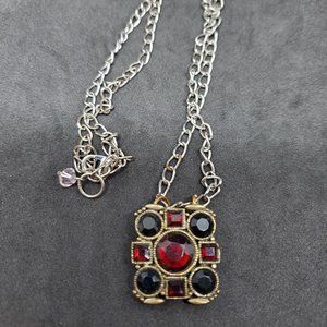 Handmade Silver Tone Necklace Vintage Bronze 26"